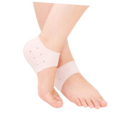 COLLBATH Pedicure Heel Crack Treatment Pairs Silicone Cushion Sleeves for Dry Cracked Heel Pain Alleviation Running Walking