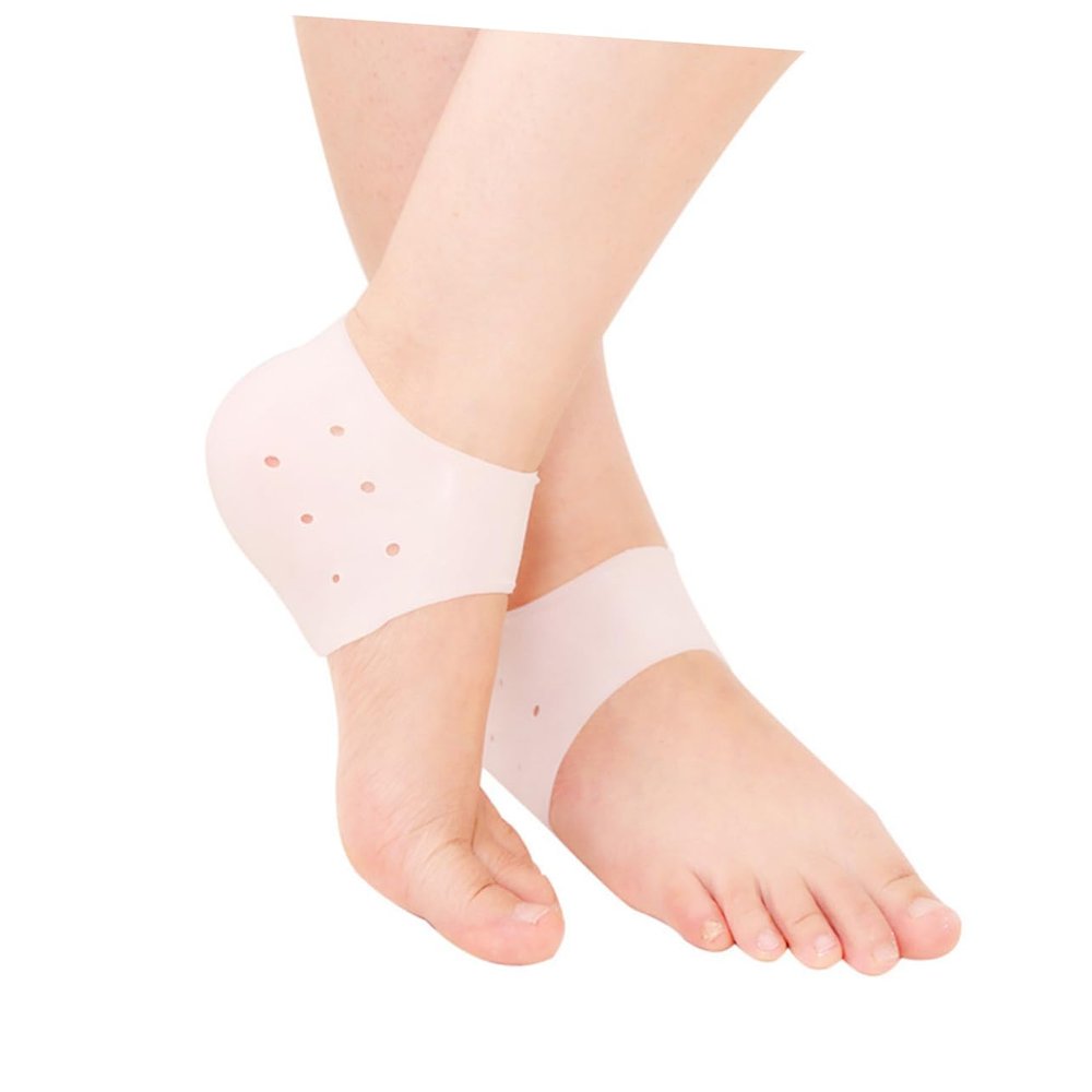 COLLBATH Pedicure Heel Crack Treatment Pairs Silicone Cushion Sleeves for Dry Cracked Heel Pain Alleviation Running Walking