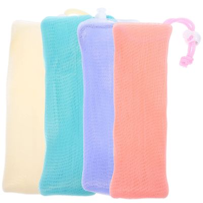 Outanaya 4pcs Cleansing Foaming Nets Toilet Soap Storage Bags Mesh Soap Holder Net Bags Pouches