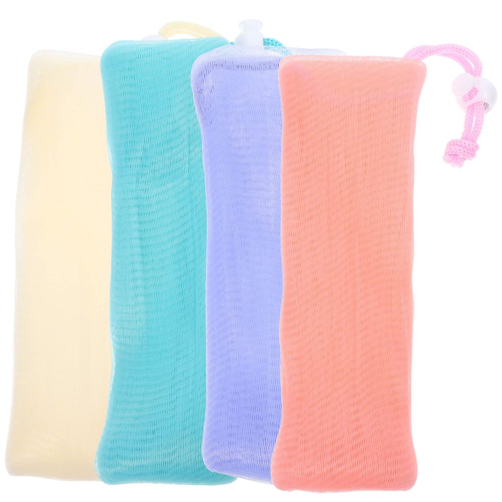 Outanaya 4pcs Cleansing Foaming Nets Toilet Soap Storage Bags Mesh Soap Holder Net Bags Pouches