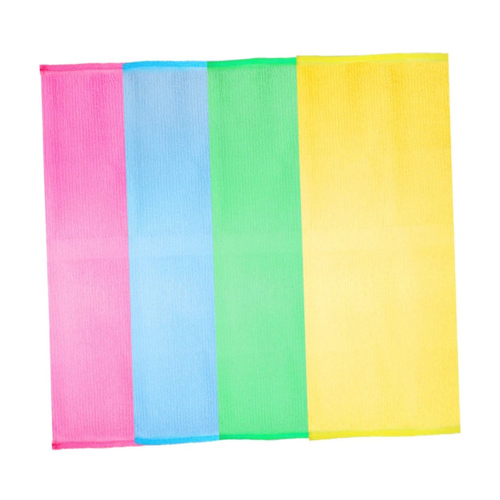 Outanaya 4pcs Exfoliating Back Scrubber Bath Washer for Deep Skin Cleaning for Men Women Includes Yellow Green Blue and Colors Long Strap Design for