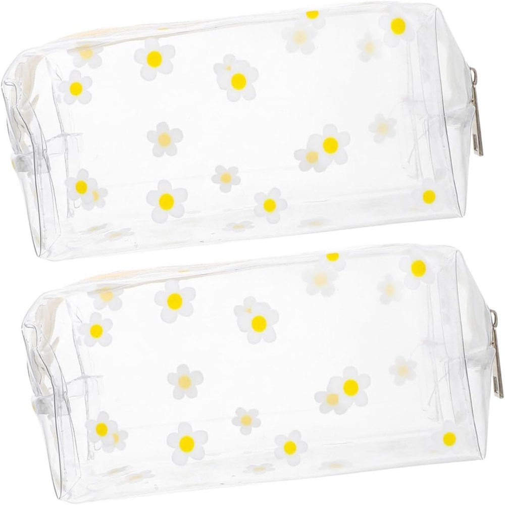 2pcs Transparent Cosmetic Bag Toiletry Bag Clear Makeup Bag Strawberry Clear Travel Makeup Bag Transparent Purse Make up Organizer Bag High Capacity PVC Wallet Girl(Yellow)