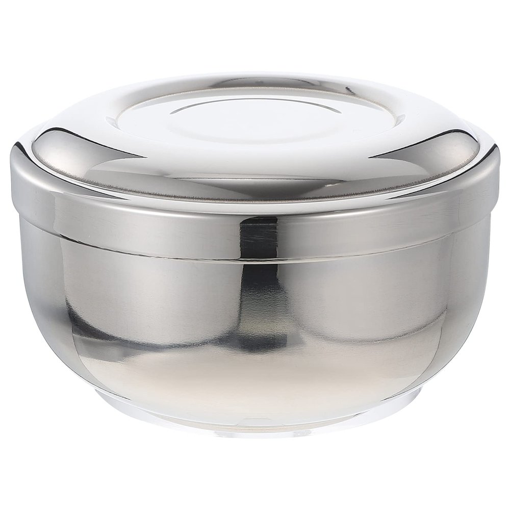 BIUDECO 1pc Stainless Steel Shaving Soap Bowl Lid Foaming Container for Men Practical Shaving Tool for Home and Barber Shop Use