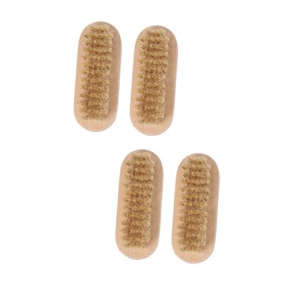 FOYTOKI 4pcs Fingernail Brush Wooden Nail Brush Natural Boar Bristles for Pedicure Hand Foot