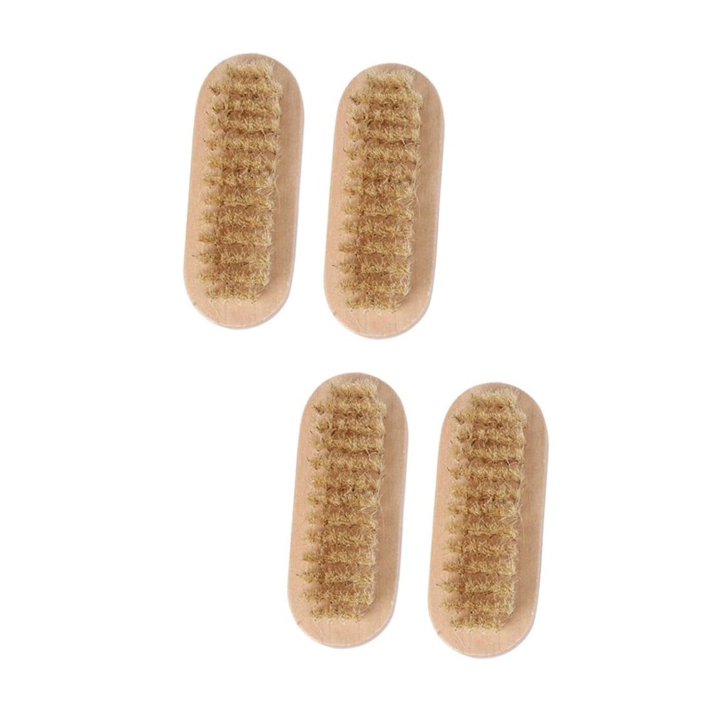 FOYTOKI 4pcs Fingernail Brush Wooden Nail Brush Natural Boar Bristles for Pedicure Hand Foot