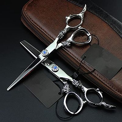UMJIGF Professional Hair Cutting Shears, 6 inch Japan 440c gem Hair Scissors Haircut thinning Shears Cutting Barber Hairdressing Scissors Set,