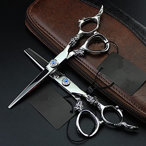 UMJIGF Professional Hair Cutting Shears, 6 inch Japan 440c gem Hair Scissors Haircut thinning Shears Cutting Barber Hairdressing Scissors Set,