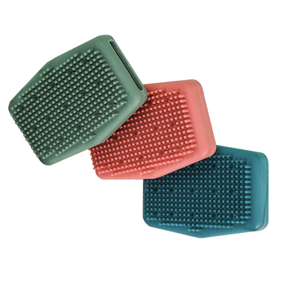 OHPHCALL 3pcs Silicone Bath Body Brush Exfoliating Scrubber for Back Cleaning Food-Grade Material Easy to Dry Spa Experience Massage Exfoliation Red Green Blue