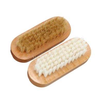 Outanaya 2pcs Dual-sided Wooden Nail Brush Comfortable Bristle Manicure Tool for Nail Art and Cleaning Compact Design for and Use Hands and Feet Random Color