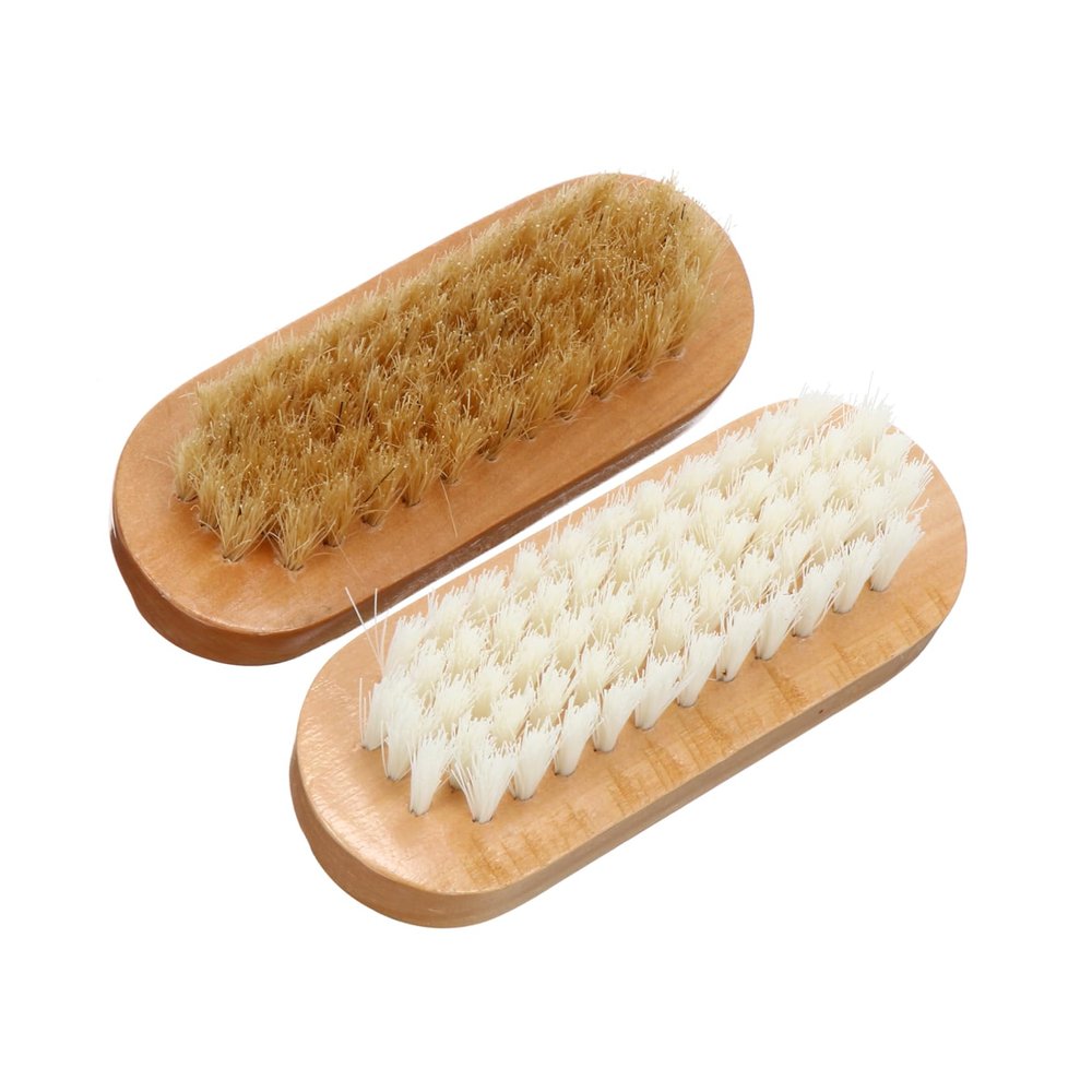 Outanaya 2pcs Dual-sided Wooden Nail Brush Comfortable Bristle Manicure Tool for Nail Art and Cleaning Compact Design for and Use Hands and Feet Random Color
