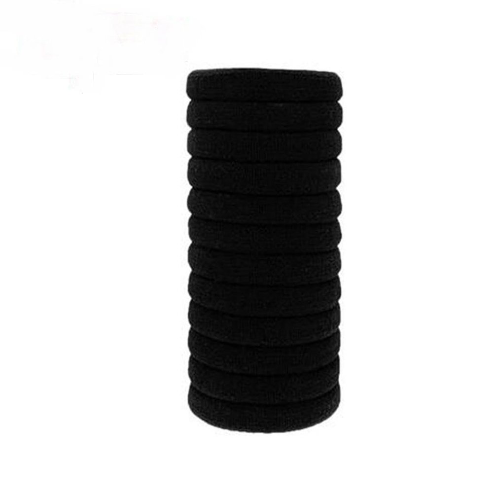 10pcs Black Hair Bands for Thick Hair, Elastic Hair Ties, Cotton Seamless Hair Bands, No Crease Damage