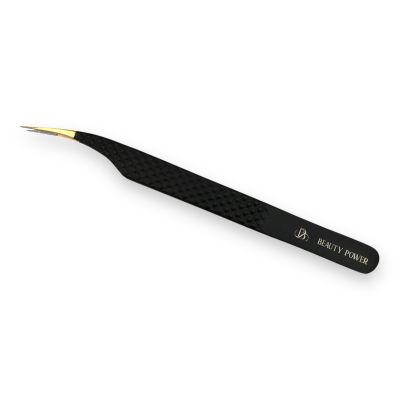 Beauty Power Straight Isolation Tweezers Lash Tweezers for Eyelash Extensions, Precision Fiber Tip Grip Mega Volume Lash Tweezers (Gold)