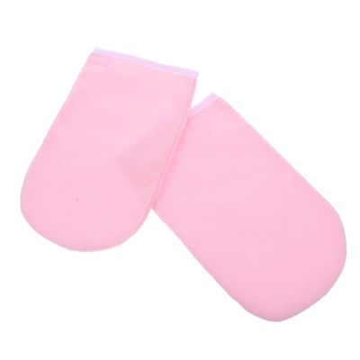 GOOHOCHY Moisturizing Paraffin Wax Mitts for Hands Comfortable Spa Gloves for Women for Hot Wax Treatments Reusable Hand Covers for Skin Care and Relaxation Pink White Edge