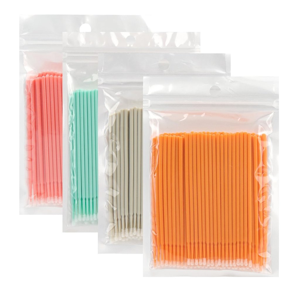 400 PCS Micro Applicator Brushes Disposable Eyelash Extension Microswab Mascara Wands Brush For Lash Remover Brush Tools (mixed 4 color)