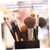 SOESFOUFU 2pcs Silicone Brush Cleaning Case for Makeup Brushes Heart-shaped Sponge Tool Easy to Use Travel-friendly for Quick Eyeshadow Cleanup view 3