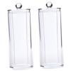 OKUMEYR 2pcs Transparent Hair Tie Organizer Storage Box Cylindrical Cotton Pad Holder with Lid for Makeup Remover Pads Space-saving Design for Bedroom and Bathroom Use view 1
