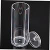 OKUMEYR 2pcs Transparent Hair Tie Organizer Storage Box Cylindrical Cotton Pad Holder with Lid for Makeup Remover Pads Space-saving Design for Bedroom and Bathroom Use view 3
