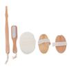 Outanaya 1set Natural Bamboo Bath Brush Foot Scrub Kit Double-Sided Exfoliating Body Shower Brush and Long Handle Back Scrubber for and Relaxation view 1