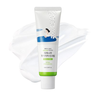 ROUND LAB Birch Juice Mild-up Sunscreen UV LOCK 1.69 Fl Oz | SPF 50+ broad spectrum, Mineral Zinc Oxide, for Sensitive Skin, Control Oil and Sebum, Korean Sunscreen