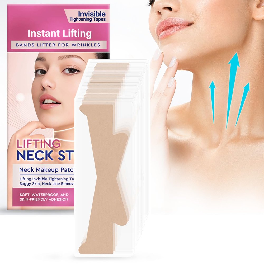 Yasirona Neck Wrinkle Patches, High Elastic Neck Strips - Instant Neck Firm Tape for Lifting Loose Skin, Improve Neck Fine Lines & Wrinkles, Pink