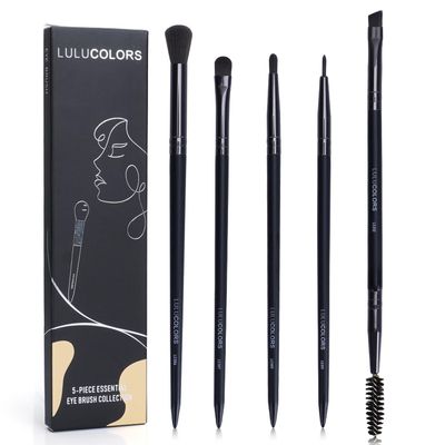 LULUCOLORS 5-pcs Eye Makeup Brush Set Soft, Dense Synthetic Bristles Includes Blending Brush, Mini Concealer, Detail, Eyeliner, and Dual-Ended Eyebrow & Eyelash Brush Eye Brush Kit For Eyeshadow