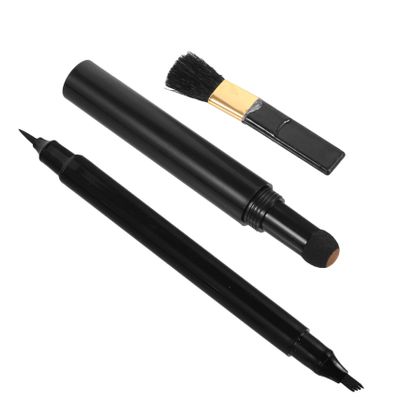 Gogogmee Beard Filling Pen with Brush Dual-ended Grooming Tool for All Beard Types Deep Brown Color Effortlessly Fills and Trims Facial Hair for Neat Look
