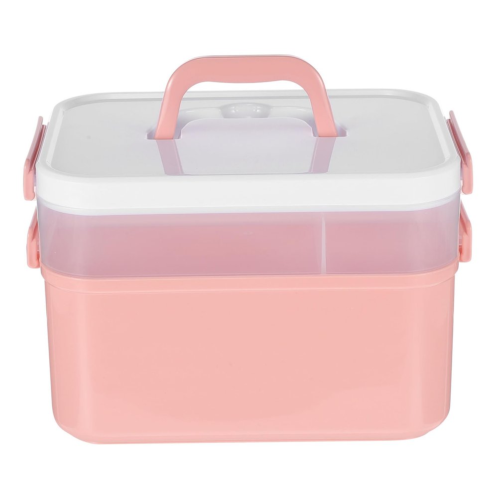 Portable Nail Art Tool Box with Two Layers and Detachable Compartment