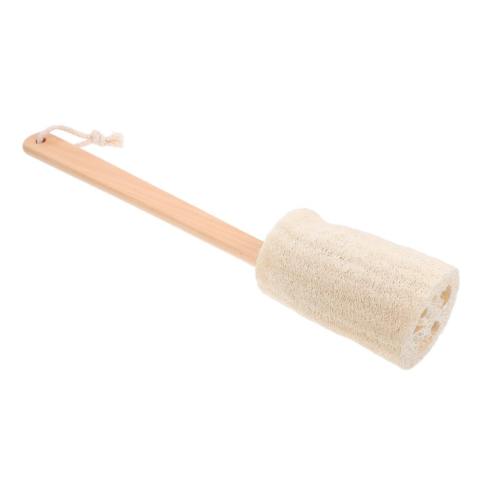 WOONEKY Loofah Bath Brush Long Handle Natural Exfoliating Skin Scrubber for Body Cleaning for Back Legs and Arms Lightweight and Durable Scrubber Tool