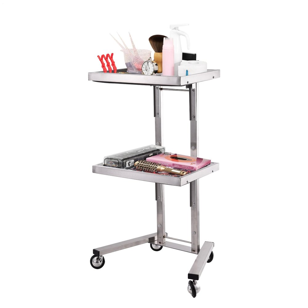 Rolling Salon Tray Wheels, Stainless Steel Rolling Cart - Modern simply Pallet Design Utility Cart Wheels for Living Room, Bathroom, Kitchen, Bedroom