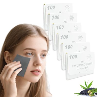 Bamboo Charcoal Oil Blotting Sheets 600 Counts Makeup Friendly & Portable Facial Blotting Paper for Oily Skin | Natural Oil Absorbing, Travel-Size Pack (Gift-Ready) (Black)
