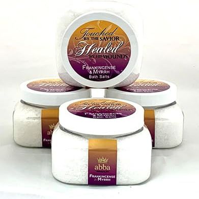 ABBA Oil Frankincense & Myrrh Bath Salts - 8oz Jar - ABBA Jerusalem : Enjoy The Therapeutic Properties of Dead Sea Salt from Israel. Give Yourself a Luxurious fabulously Fragrant Bath Experience