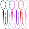 12 PCS Topsy Tail Hair Tool, 6 Colors Hair Loop Styling Tool Set Hairs Pull Through Tools in Large and Small, Ponytail Makers French Braid Loop Braiding Tools for Women and Girls view 1