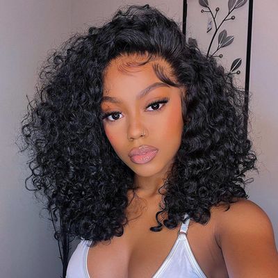 12 Inch Short Curly Lace Front Wigs Human Hair 13x6 Deep Wave Lace Front Wigs Human Hair Curly Wig 13x6 Lace Front Wigs Virgin Remy Human Hair Wig for Women Deep Wave 13x6 Frontal Wig
