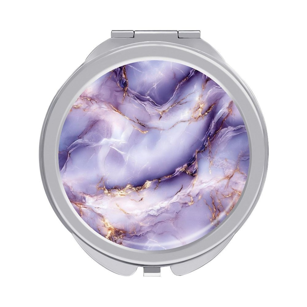 DuduYH White Pink Marble Pattern Compact Mirror Luxurious Abstract Women Pocket Mirror,Girls Small Mirror for Purse, Portable Travel Makeup Mini Mirror 1x/2x Magnifying Compact Mirror
