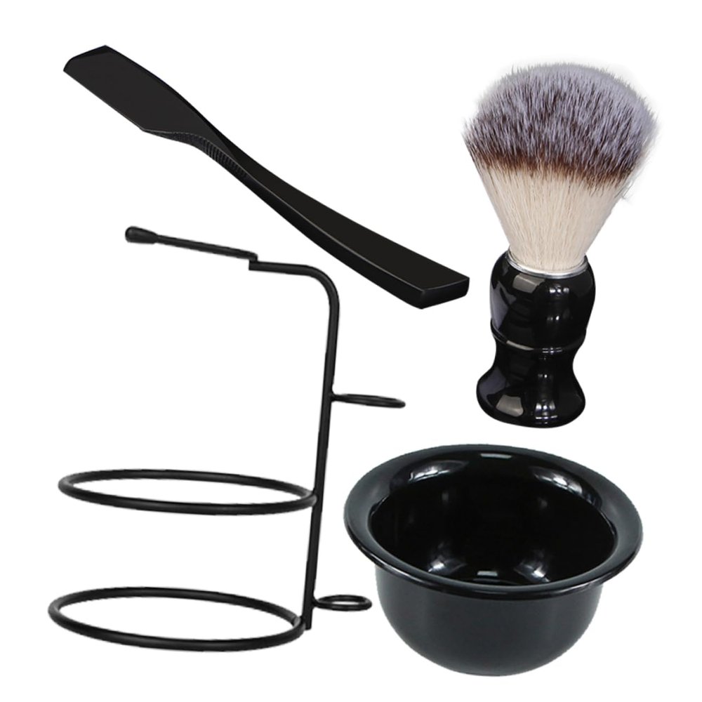 SOESFOUFU 1set Manual Shaving Kit for Men Includes Razor Shaving Brush Foaming Bowl and Stand for Home Use and Barbershops Grooming Accessory for Men