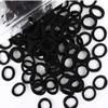 100pcs Black Hair Bands for Thick Hair, Elastic Hair Ties, Cotton Seamless Hair Bands, No Crease Damage view 2