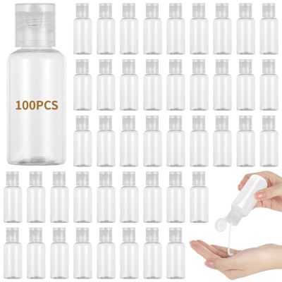 100 PCS 1OZ Travel Bottles with Flip Cap - 30 ml Clear Plastic Travel Size Containers, Portable Leak Proof Squeeze Bottles Refillable Empty Cosmetic Containers for Liquid Shampoo Lotion, Clear