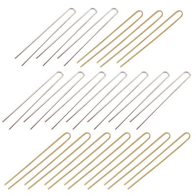 20 Pieces U Shaped Metal Wire Hairpin Metal U Shaped Hairpin U Shaped Hair Fork Pins Hair Sticks Hair Fork Sticks DIY Hair Fork for Women Lady Hair Accessories, Silver, Gold