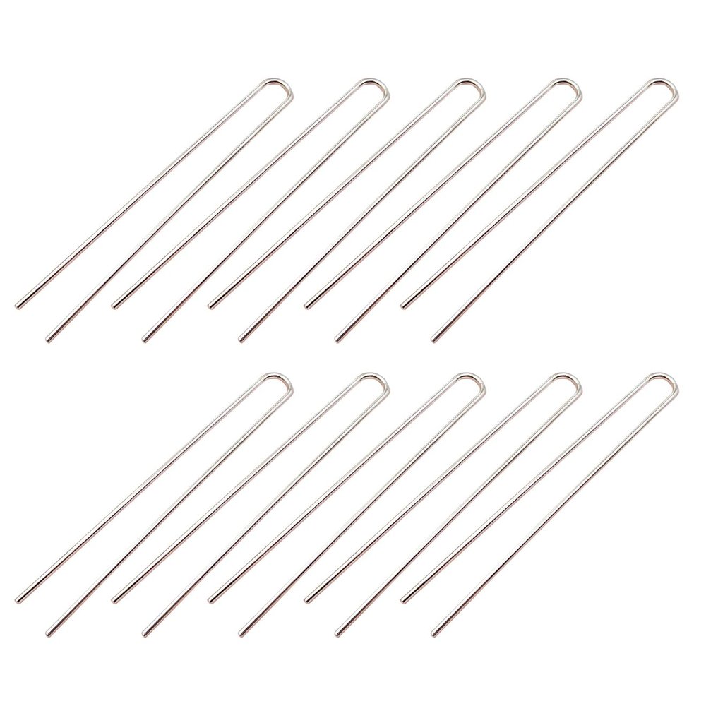 10 Pieces U Shaped Metal Wire Hairpin Metal U Shaped Hairpin U Shaped Hair Fork Pins Hair Sticks Hair Fork Sticks DIY Hair Fork for Women Lady Hair Accessories, Silver