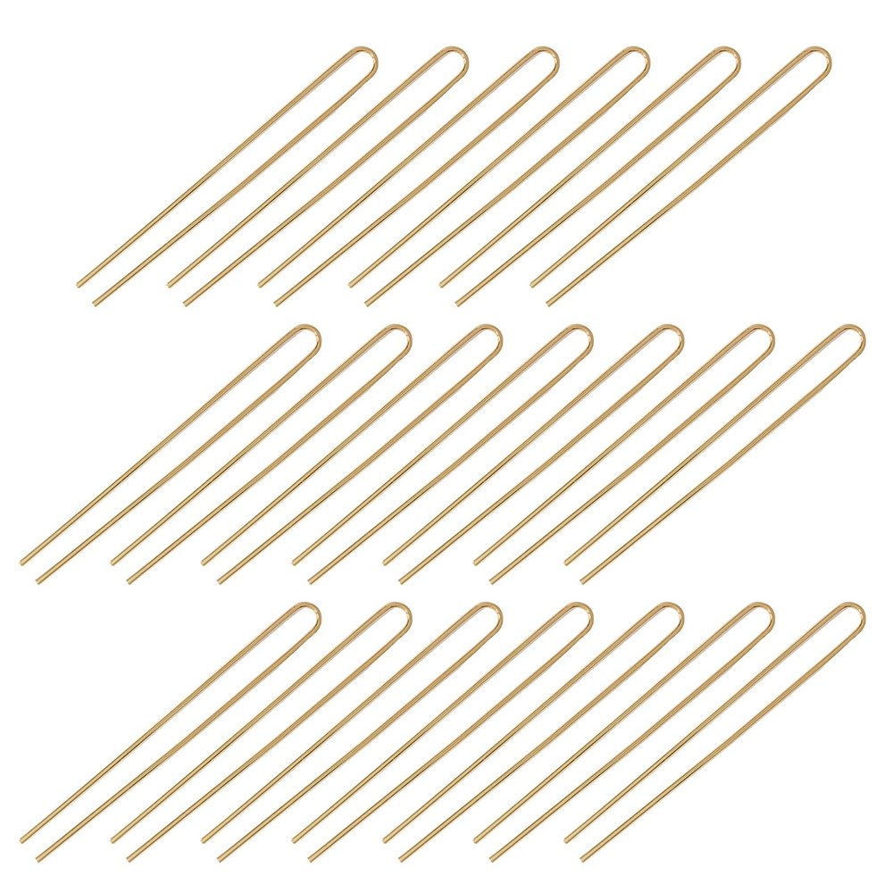 20 Pieces U Shaped Metal Wire Hairpin Metal U Shaped Hairpin U Shaped Hair Fork Pins Hair Sticks Hair Fork Sticks DIY Hair Fork for Women Lady Hair Accessories, Gold