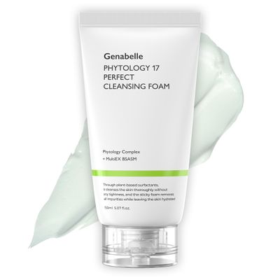 Genabelle Phytology 17 Perfect Cleansing Foam  Skin-Soothing Gentle Coconut-Derived Cleanser, Luxurious Rich Foam for Deep Pore Cleansing & Soothing Sensitive Skin