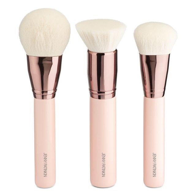 Jenny Patinkin Sustainable Luxury Complexion Brush Set  3-Piece Vegan Makeup Brushes for Powder, Bronzer/buff & Foundation  Eco-Friendly  2.5x More Bristles for Flawless Application