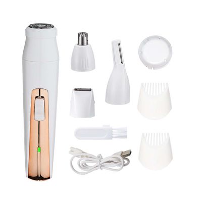 Womens Electric Razor, Face Shaver, Facial Hair Remover, Electric Bikini Trimmers for Legs, Travel Razor for Eyebrow Ear Nose Hair Lip Beard Armpit (Gold 4 in 1