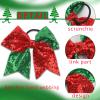 2Pcs Christmas Hair Bows Ties, Red Green Bow Hair Tie for Girls 7 Inch Large Cheer Bows Sequin Cheerleading Hair Bows Ponytail Holders Elastic Hair Ties Bands Xmas Hair Accessories for Women Teen view 2