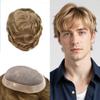 PUNRU HAIR Hair Systems For Men Monofilament Toupee For Men Human Hair NPU Hair Pieces For Mens Toupee 7x9 Medium light density #2020 20# LIGHT ASH BLONDE+20% GRYE view 1