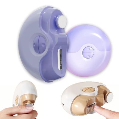 2 in 1 Electric Polishing Automatic Nail Clippers, Portable Electric Nail Clipper Low Noise Rechargeable, for Seniors, Kids, Adults Electric Nail Trimmer (Purple)
