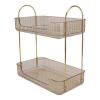2 Tier Bathroom Countertop Organizer, Light Luxury Multipurpose Simple Design Modern Double Layer Storage Rack for Makeup Table for Countertop (Amber Yellow) view 2