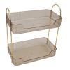 2 Tier Bathroom Countertop Organizer, Light Luxury Multipurpose Simple Design Modern Double Layer Storage Rack for Makeup Table for Countertop (Amber Yellow) view 4