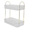 2 Tier Bathroom Countertop Organizer, Light Luxury Multipurpose Simple Design Modern Double Layer Storage Rack for Makeup Table for Countertop (Clear White) view 1
