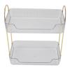 2 Tier Bathroom Countertop Organizer, Light Luxury Multipurpose Simple Design Modern Double Layer Storage Rack for Makeup Table for Countertop (Clear White) view 2